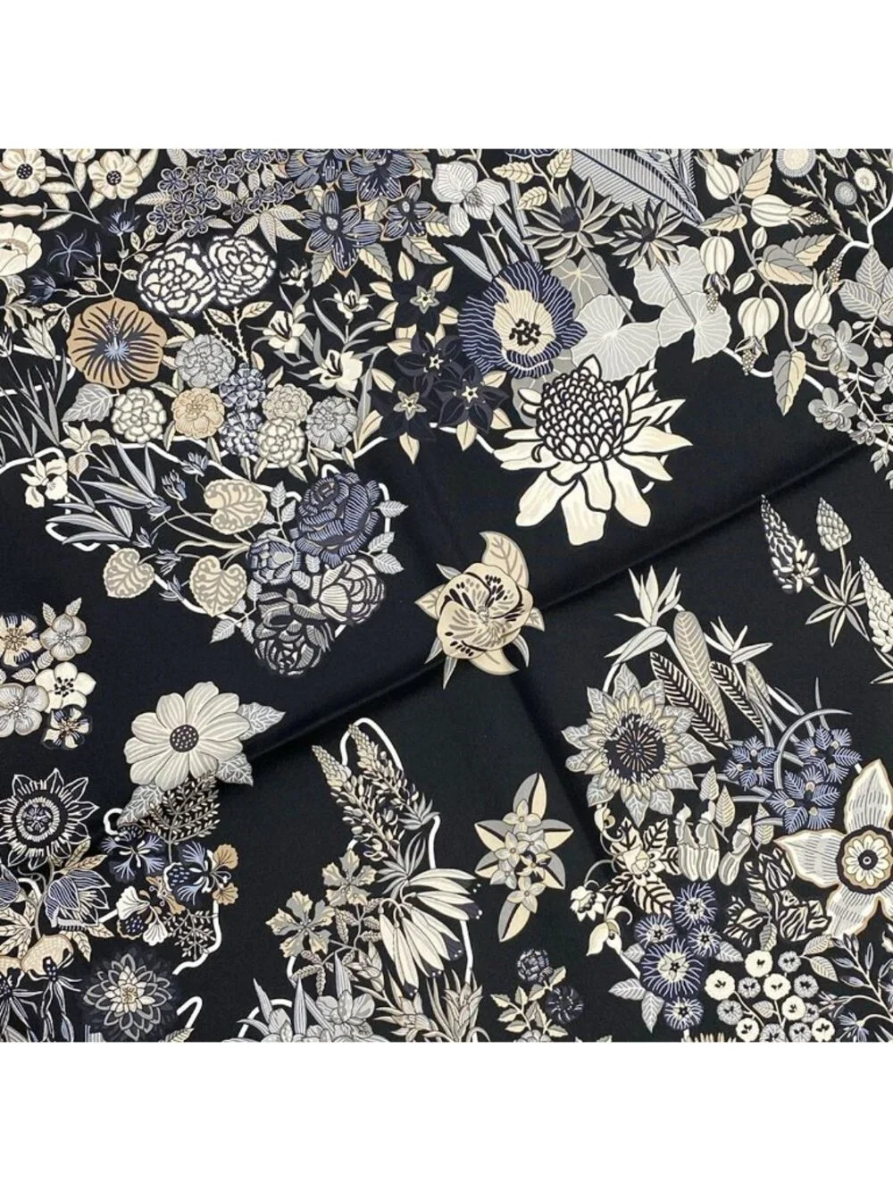 ★SOLD★ Hermes Scarf Carre 90 Black Multi Planifleurs - Picture 4 of 5